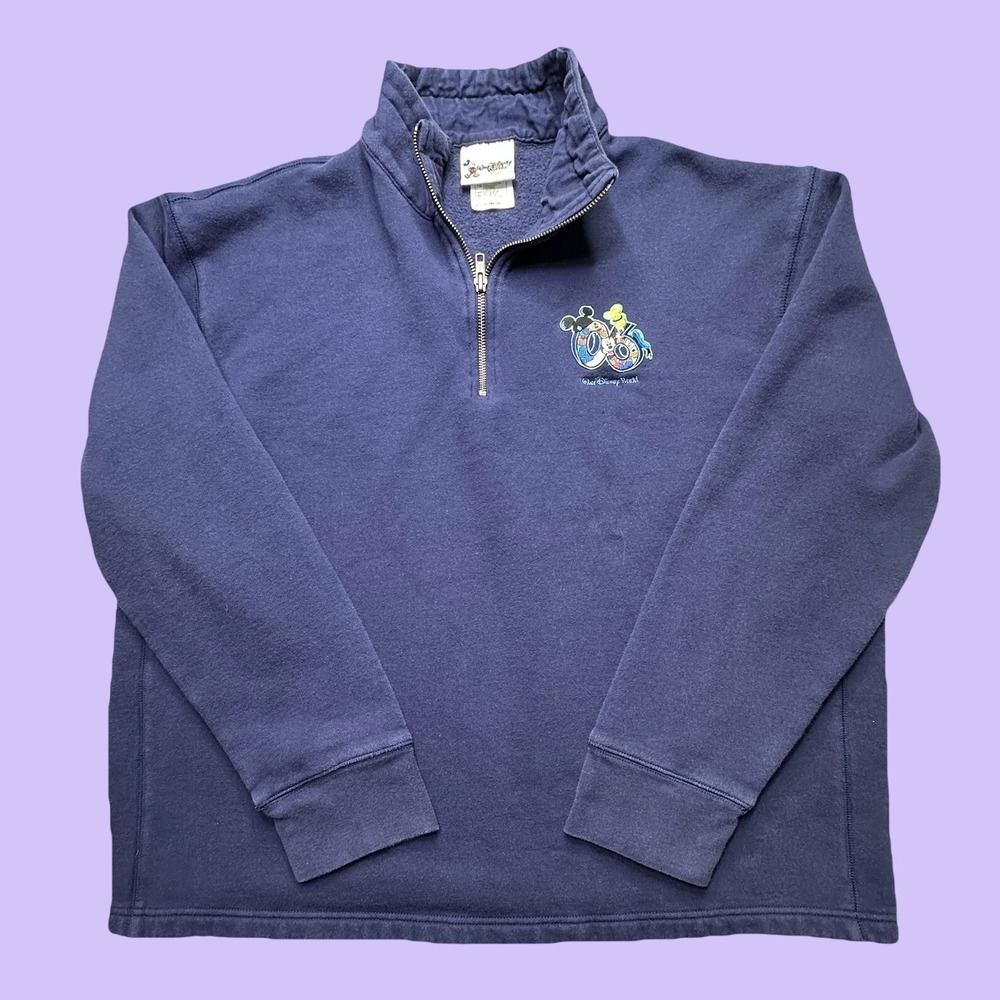 Vintage Disney Sweatshirt Mens XL Blue 2006 Walt Disney World 1/4 Zip Mickey